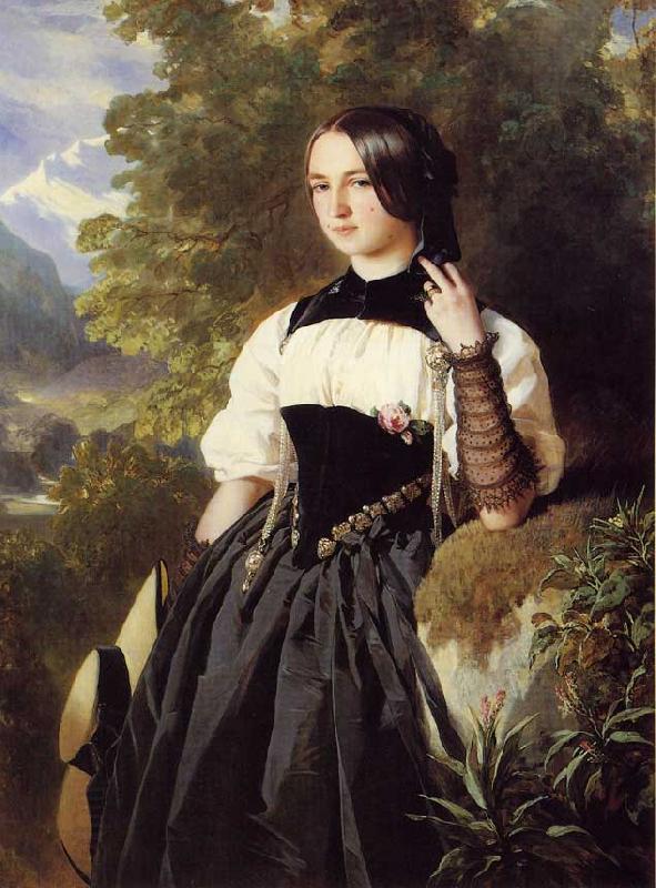 Franz Xaver Winterhalter A Swiss Girl from Interlaken oil painting picture